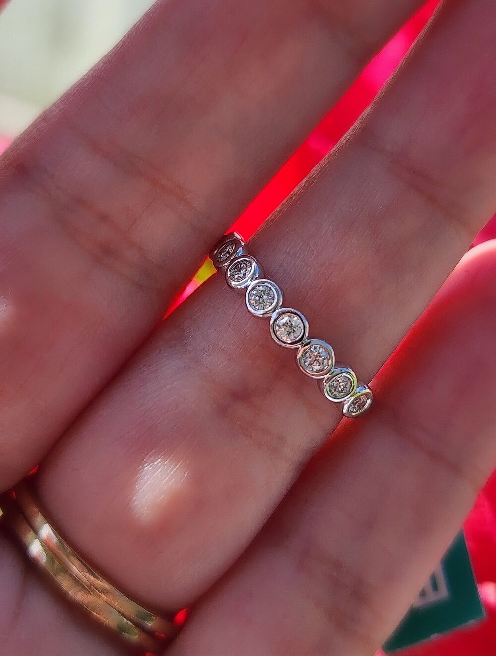 EFFY 14K WHITE GOLD BEZEL SET DIAMOND BAND RING SIZE 7 Bubbles - Picture 10 of 12